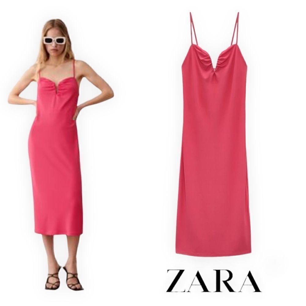 ZARA | Fuchsia | RUCHED SLIP DRESS